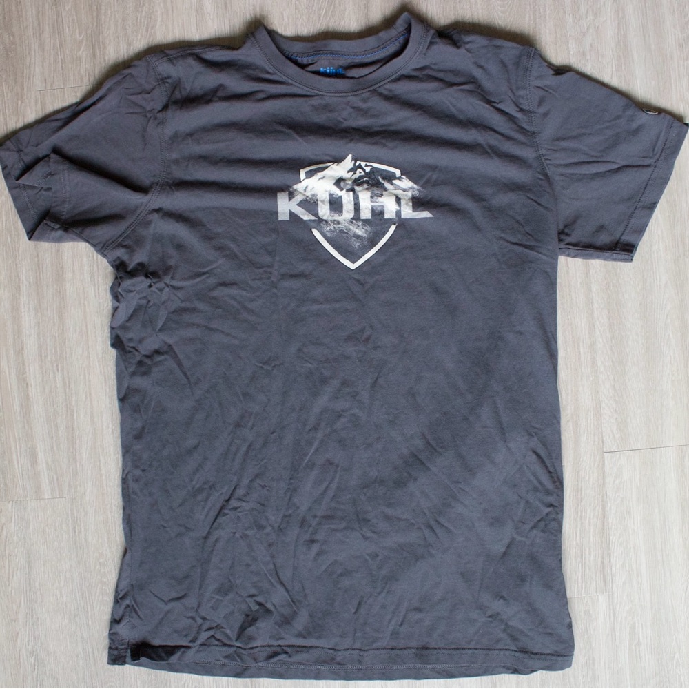 KUHL Shirt Adult Large Gray Born In the Wild Wildfibre Outdoor Hiking Indie Mens